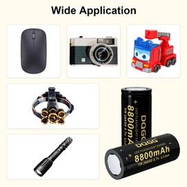 MLGBDC 6Pcs 26650 Rechargeable Battery 8800mah Lithium Battery High Capacity Batteries for Flashlights Headlamps and Other Equipment (Black, Flat Top)