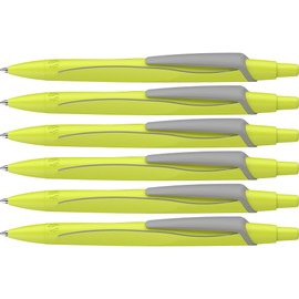 Schneider 131925 Reco Neon Edition Ballpoint Pen Recycled Plastic Awarded with The Blue Angel Ink Colour: Blue Neon Yellow (Pack of 6)