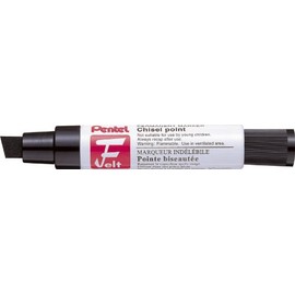Pentel Jumbo Felt Pen, Large Chisel tip, Black permanent ink, 1 pack of 6 markers