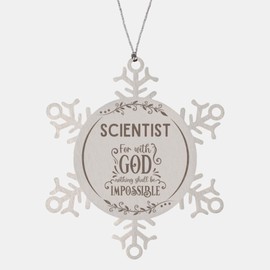 Bible Verse Scientist Christmas Ornament Gifts, to My Scientist for with God Nothing Shall be Impossible Scientist Gifts, Xmas Gifts for Scientist Snowflake Ornament Decorations
