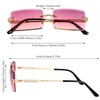 SUSSURRO 3 Pair Rimless Rectangle Sunglasses UV Protection Metal Rectangular