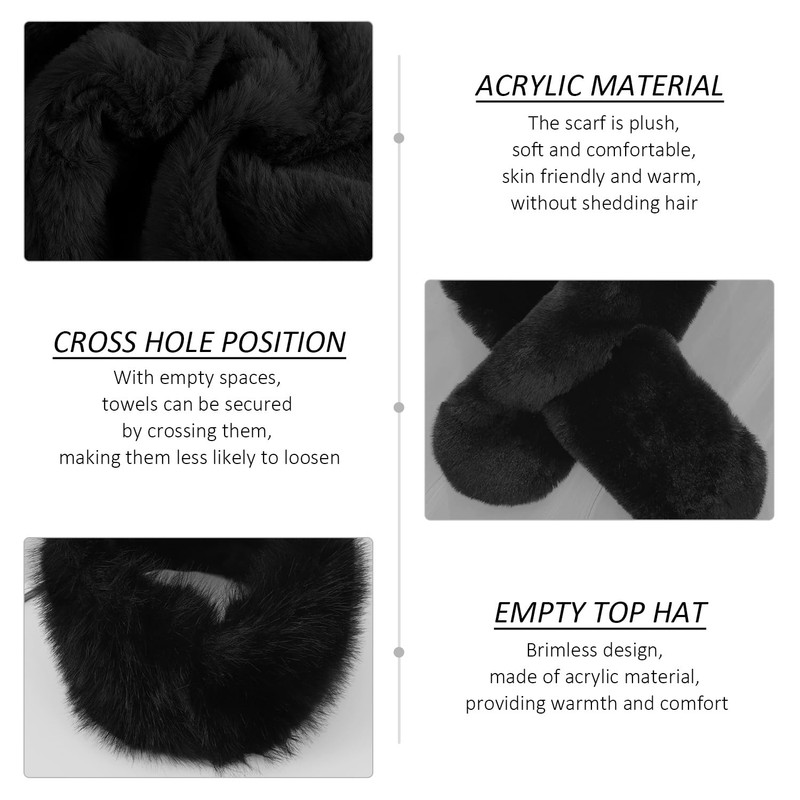 WUFGWBD 1 Black Hollow Hat And 1 Plush Scarf, Plush