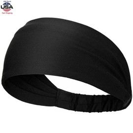 Unbranded Men Women Workout Headbands Moisture Wicking Sweat Bands Elastic Wide Headbands