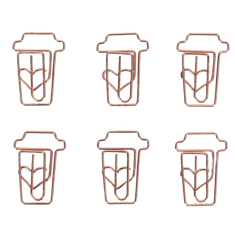 100pcs Paper Clips Innovative Cute Rose Coffee Cup Shape Reusable