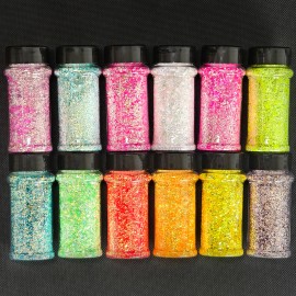 US Vibrant Colors Chunky Glitter for Resin Candle Slimecolor: Set16-12 mix colors/Bubble Glitter