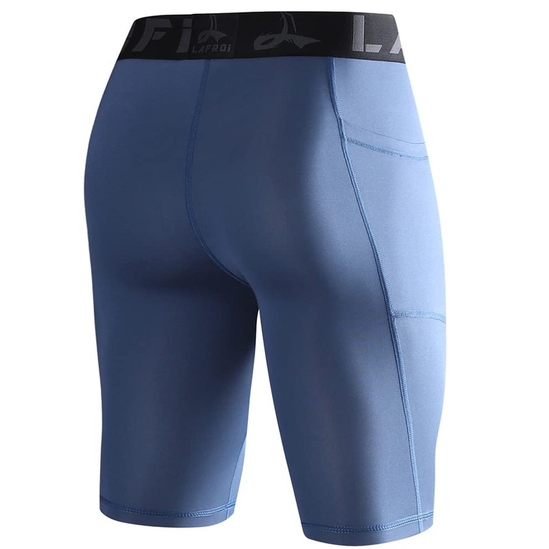 LAFROI Men's 2-Pack Quick Dry Cool Compression Fit Tights Shorts