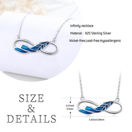 KiiKii Feather Infinity Necklace 925 Sterling Silver Infinity Feather Pendant Feather Jewelry Gifts for Women Birthday Anniversary