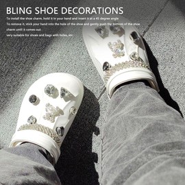 Bling Charms, No Se Agrieta, No Se Decolora, Cristal con Diamantes de Imitación, Decoración de Zapatos, Oso de Perlas, Accesorios de Zuecos de Lujo con Cadenas para Mujeres