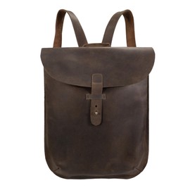 Hide & Drink, Rounded Laptop Backpack with Adjustable Straps, Portable Case, Travel Accessory, Full Grain Leather, Handmade, Bourbon Brown