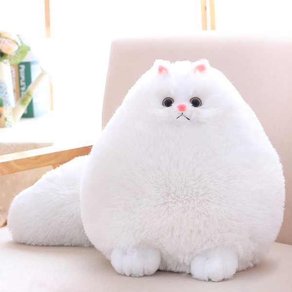 Winsterch Kids Cat Stuffed Animal Toys Gift Plush Cat Animal Baby Doll, Fat White Plush Cat,12 Inches