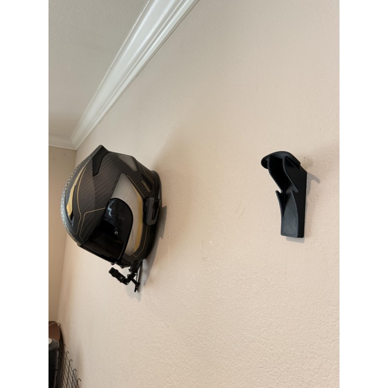 Motorcycle Helmet Wall Mount, Slim Flush Design with Key Hooks,