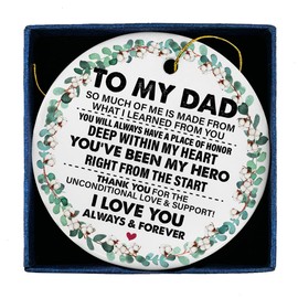 Dad Gifts from Son Daughter, Gifts for Dad, Best Dad Ceramic Ornament, Father Gifts for Birthday Christmas Father's Day, Dad Round Ceramic Ornament Keepsake