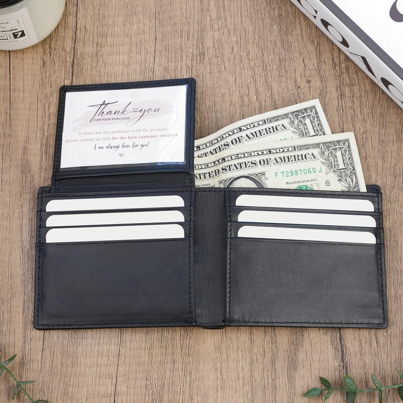 [vinacreations] Men's Bi-fold Genuine Cowhide Leather Wallet Thin Leather Wallet,
