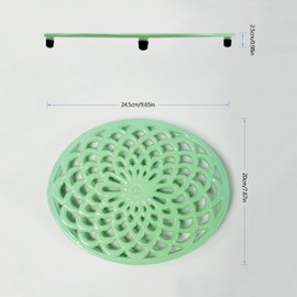 HAWOK Enameled Cast Iron Oval Trivet with Rubber Pegs, Metal Trivet for Hot Dishes, Green