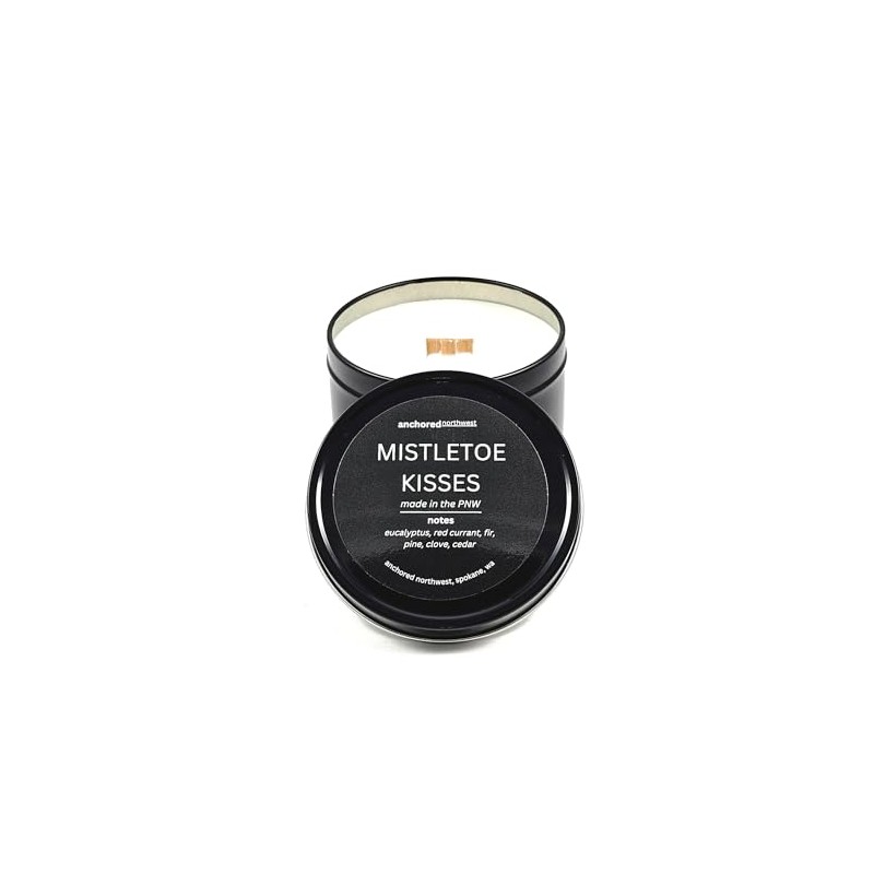 Anchored Northwest - Mistletoe Kisses Travel Tin Candle, 6oz, 35+