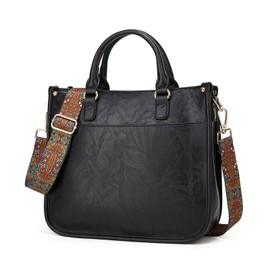 BUKESIYI CCDE77311 Women's Handbag Shoulder Bag Women's Toiletry Bag Weekender Small PU Leather, black