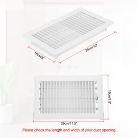 PATIKIL 10 x 6 Inch Floor Register, 1pcs Heavy Duty Air Vent Cover Steel Adjustable Decor Vents Easy Adjust Floor Grates for Sidewall Home Office, White