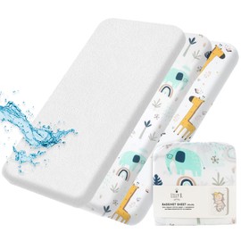 Organic Cotton GOTS Fitted Sheets 2+1 Waterproof Protector Compatible Next2me, Snuzpod and All Bedside Cribs, bassinets up to 90x55cm Pack of 3 Pieces