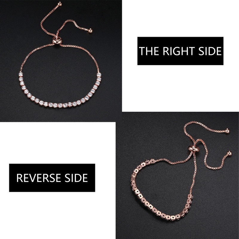 Birthstone Tennis Bracelet for Women Adjustable Crystal Bracelet Brass Gold