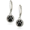 Pet Friends Silvertone/Crystal/Jet Paw Drop Earrings, Silver