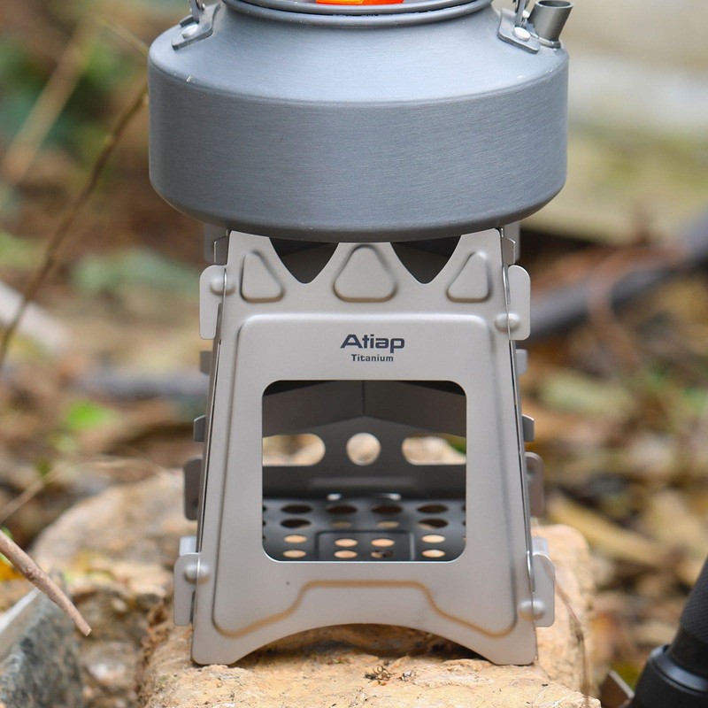 ATiAP Ultralight Titanium Wood Burning Stove Outdoor Camping Multi-Fuels Alcohol