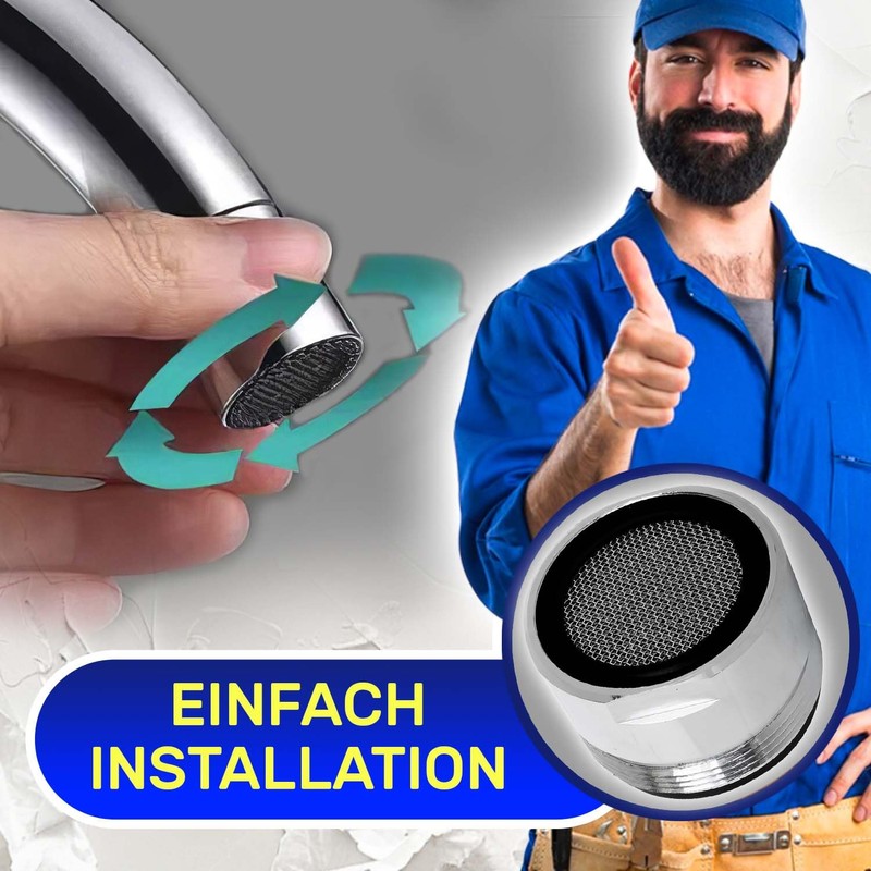 Aerator for taps with connection M18. Made of chrome-plated brass.