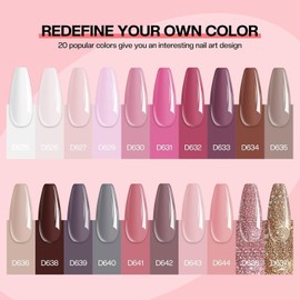 Morovan Dip Powder Nail Kit: 27PCS 20 Colors Starter Set With Dip Powder Liquid Set for Nail Art DIY at Home