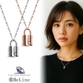 ReLine Genuine Cremation Accessory, Diamond Padlock Pendant, Includes Bone Set, Hypoallergenic Metal, Safe, Made in Japan, Urn Capsule, Ashes, Necklace, Urn Accessory, Stainless Steel, Memorial