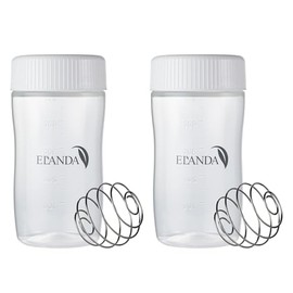 ELANDA Protein Shaker Bottle with Blenderball, 16.9 fl oz (500 ml), White, BPA-Free, Simple (Set of 2)