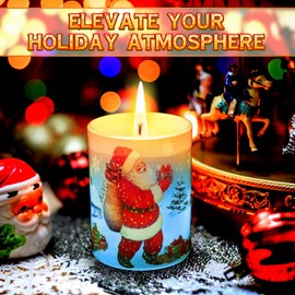 ElectricWise Christmas Scents Candles Festive Scented Candle Jars with Color Changing Light, 7.6Oz Soy Wax Fir & Cedarwood Fragrance, Christmas Candles for Holiday Decor(Santa Claus)