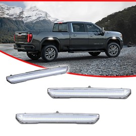 GTINTHEBOX for 2020 2021 2022 2023 GMC Sierra 2500HD 3500HD Pickup Truck Front or Rear Side Marker Light Clear Lens Amber LED Fender Side Markers Driver Passenger Lamps
