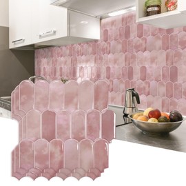 Vamos Tile 10-Sheet Backsplash Peel and Stick Tile, Pink Self Adhesive Vinyl Wall Tiles, Stick on Backsplash for Kitchen, Bathroom,RV (Thicker Design)