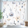 Omifly Watercolor Floral Shower Curtain,Spring Blue Beige Flower Print Bathroom