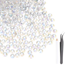 MECCANIXITY 2000 Pcs Flatback Crystal Rhinestones, Resin Crystal Gems with Tweezer Dotting Pen Non Hotfix for Bedazzling Tumblers Mugs Bottles Nail DIY Crafts(SS12 3mm, AB Color)