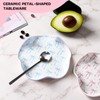 WEIMU 2pcs Ceramic Bow Spoon Rest Pink and Blue Cooking