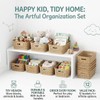 Khaki Stackable Storage Baskets, Plastic Weave Basket Organizer and Storage