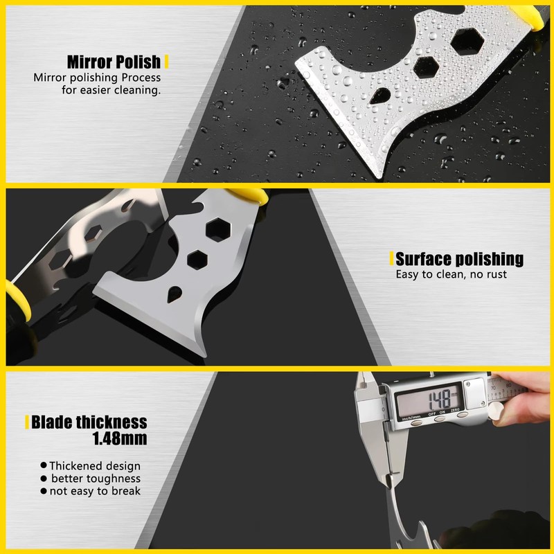 Drado Scraper Tool 13-in-1, Straight Scraper, Multi-Function Chisel Scraper, Stainless