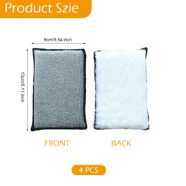 4 Pcs Car Double Sided Velvet Towel, Scrub Pads Car Detailing, Double Sided Reusable Interior Scrubber Detailing Pads, Washing Sponge, Scrubbing Sponge