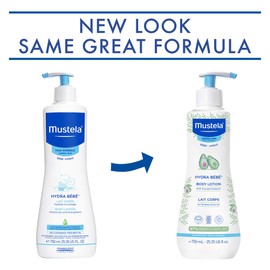 Mustela Hydra Bebe loción corporal hidratante diaria para la piel normal, con perseosa natural aguacate, Nuevo empaque, 25.35 fl. oz.