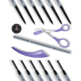 Berinist Waterproof Micro Eyebrow Pencils for Women - 6-Piece Light Brown Eye Brow Pencil with 3D Tip for Natural Hair-Like Strokes, Smudge-Proof Brows, Dual-Ended with Brows Razor Kit