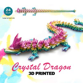 24 ”Large 3D Dragon,Flexible Articulated Dragon,Crystal Dragon Toy,3D Printed Gift for Festival,Home Decoration, Executive Desk Decorations