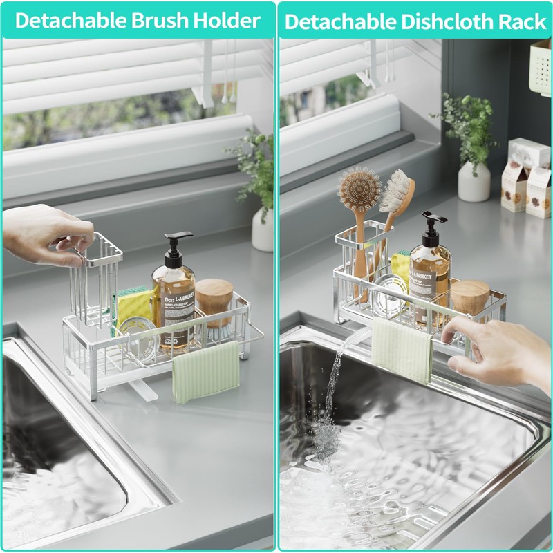HapiRm Sponge Holder for Kitchen Sink - Self-draining Sink Caddy