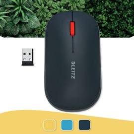 Leitz SureTrack Kabellose Bluetooth-Maus, Beidhändige Maus für Laptop/Computer, Bluetooth oder 2,4 GHz USB-A Dongle Anschluss, Windows, Android & Apple, Cosy Serie, Samtgrau, 65310089