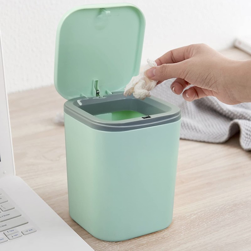 Vababa Mini Waste Can, 2 L/0.5 Gallon Push-Button Trash Can