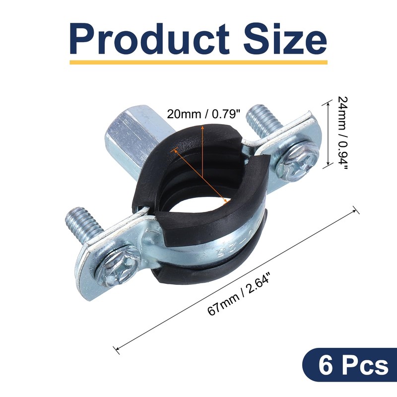 uxcell 6 Pcs Split Ring Pipe Hanger, 20mm/0.8inch Adjustable Pipe
