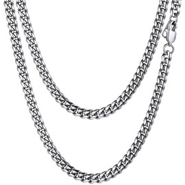 PROSTEEL Stainless Steel Chain for Men 26 inch Long Titanium Cuban Chain Necklace Jewelry