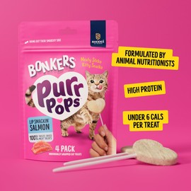 Bonkers Purrpops, Freeze Dried Tuna Flavor Lollipop Cat Treats, Healthy Real Meat Treats, Training Treats or Food Topper, for All Breeds and Ages (4 Pieces)