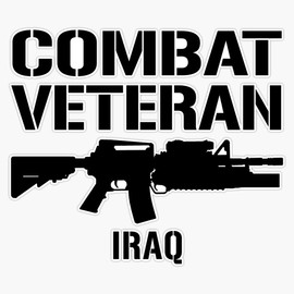HOF Trading Combat Veteran - Iraq Vinyl Sticker Waterproof Decal Laptop Wall Window Bumper Sticker 5 Inch , (HOF-VETERAN-STICKERS-029)