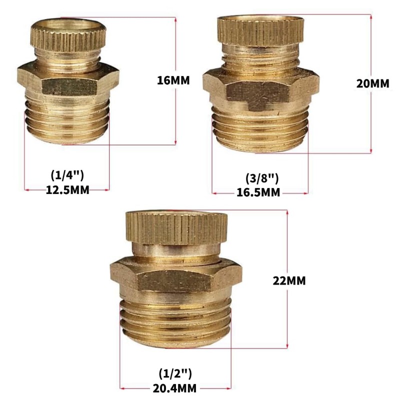 Brass Drain Valve, 1/4" Male Threaded Water Drain Valve Air