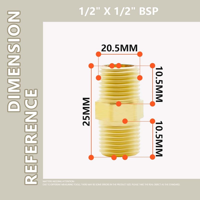 Bwintech 2 Pcs 1/2" Male to 1/2" Male BSP Thread